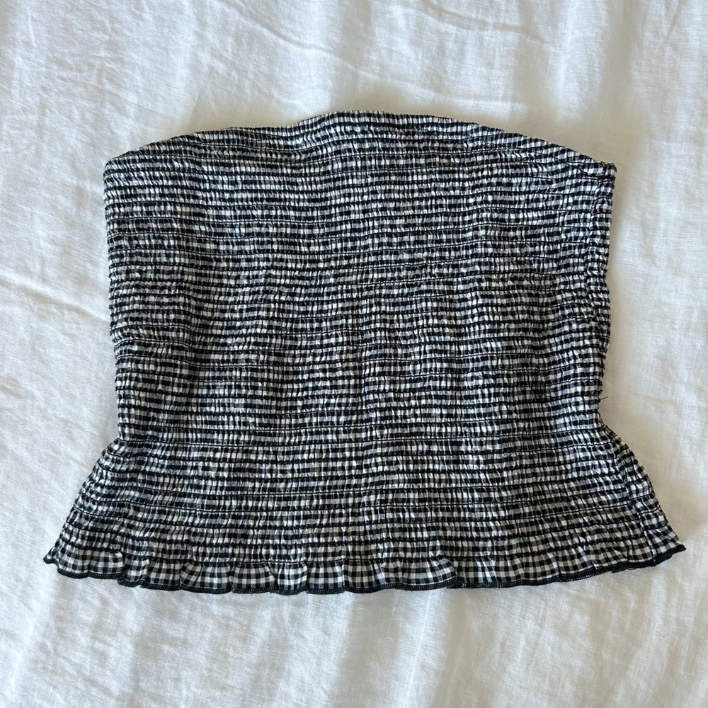 Garage Gingham Checkered Cropped Tube Top